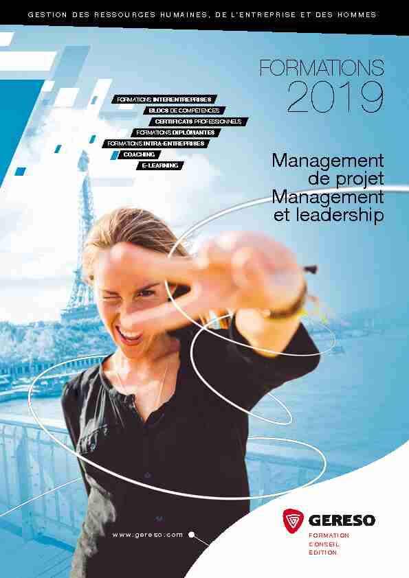 Catalogue des formations 2019 GERESO - Management de projet
