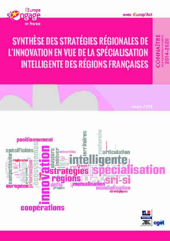 [PDF] SYNTHÈSE DES STRATÉGIES RÉGIONALES  - Europe en France