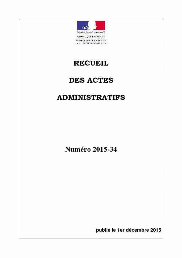 RECUEIL DES ACTES ADMINISTRATIFS Numéro 2015-34
