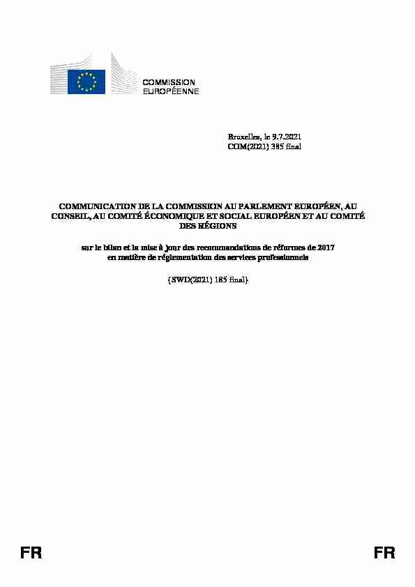 COMMISSION EUROPÉENNE Bruxelles le 9.7.2021 COM(2021