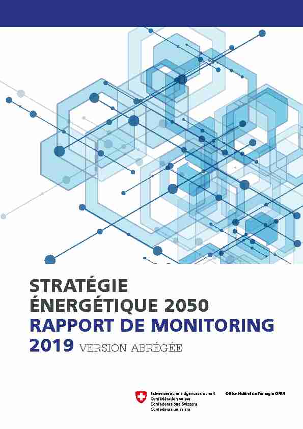 STRATÉGIE ÉNERGÉTIQUE 2050 RAPPORT DE MONITORING