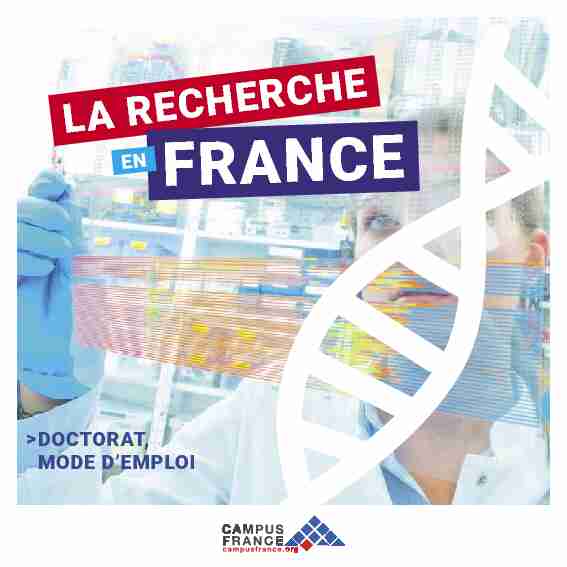 Brochure Recherche en France : Doctorat mode demploi