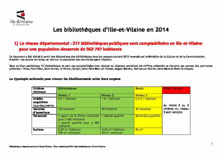 Les bibliothèques dIlle-et-Vilaine en 2014
