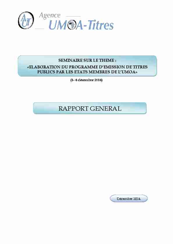[PDF] RAPPORT GENERAL - Agence UMOA-Titres