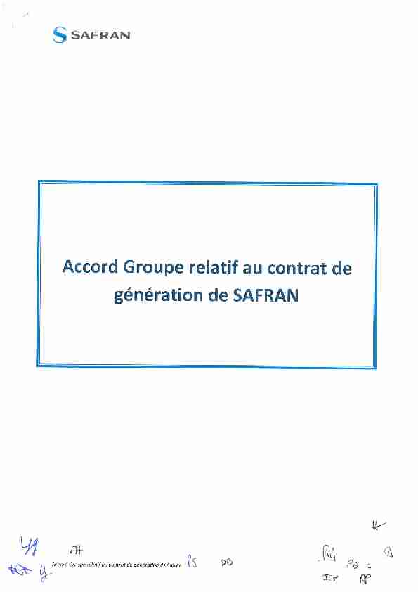 Accord Groupe relatif au contrat de génération de SAFRAN