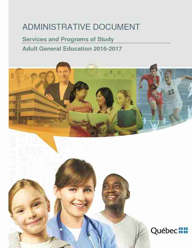 ADMINISTRATIVE DOCUMENT - Services and Programs of Study