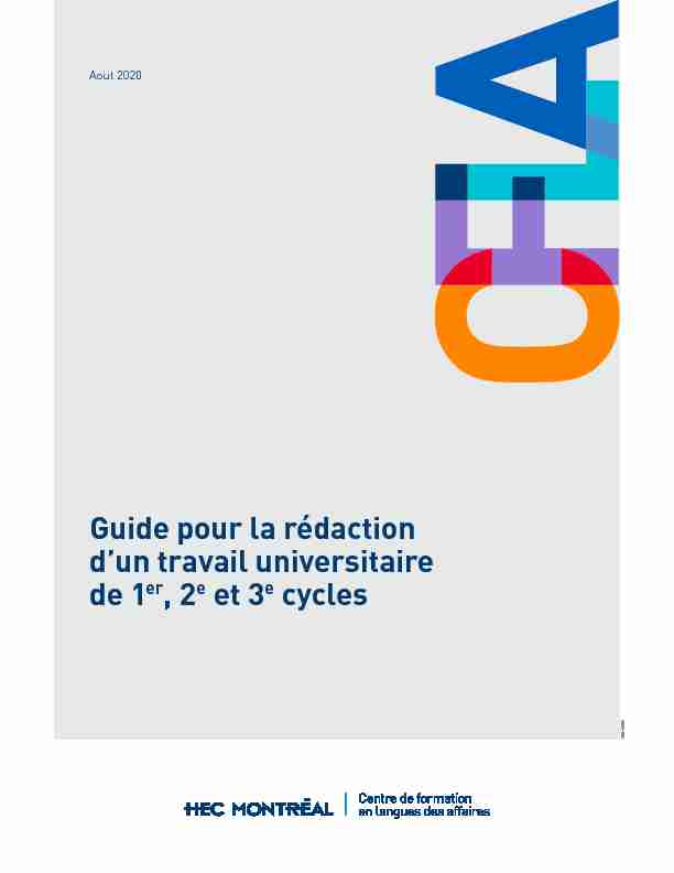 [PDF] Guide pour la rédaction dun travail universitaire de  - HEC Montréal