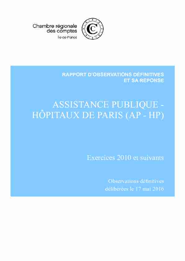 ASSISTANCE PUBLIQUE - HÔPITAUX DE PARIS (AP - HP)