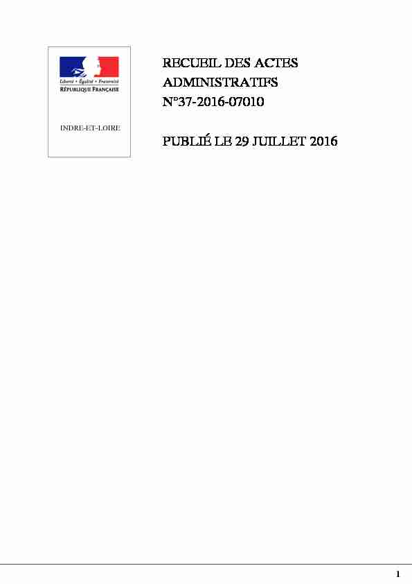 RECUEIL DES ACTES ADMINISTRATIFS N°37-2016-07010