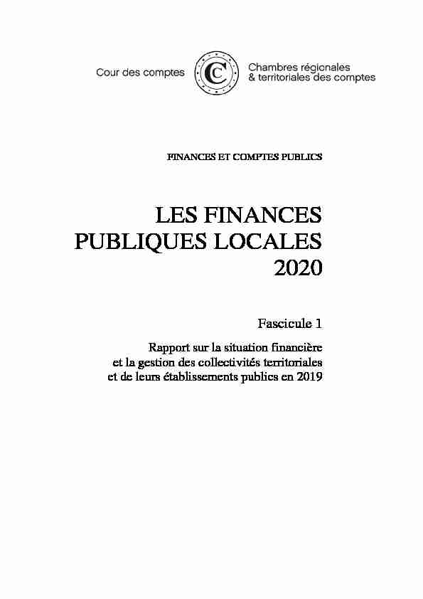 Les finances publiques locales 2020 – Fascicule 1