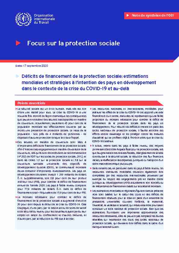 Focus sur la protection sociale