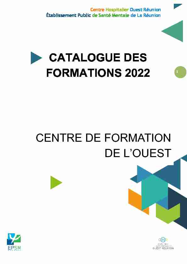 CATALOGUE DES FORMATIONS 2022 CENTRE DE FORMATION
