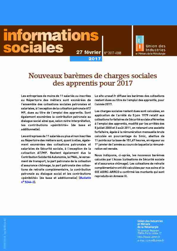 [PDF] Nouveaux barèmes de charges sociales des apprentis pour 2017