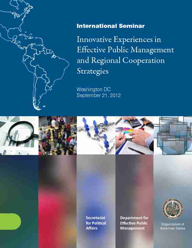 Innovative Experiences in Effective Public Management and