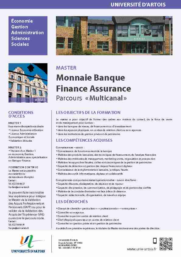 pdf Monnaie Banque Finance Assurance - univ-artoisfr