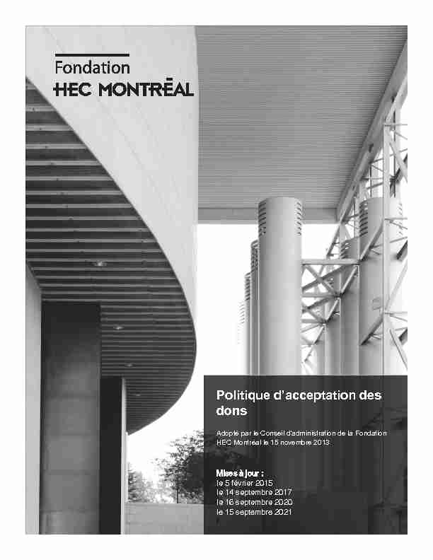Politique d’acceptation des dons - HEC Montréal