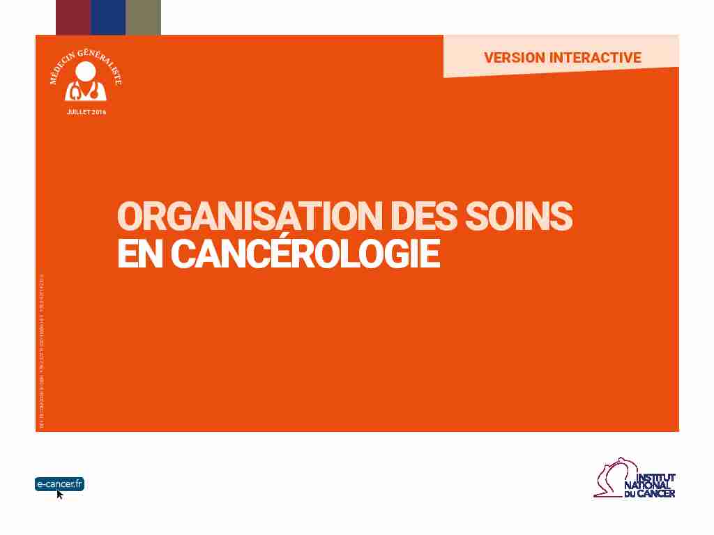 [PDF] ORGANISATION DES SOINS EN CANCÉROLOGIE