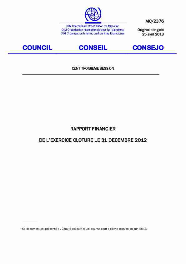 MC/2376 - Rapport financier de lexercice clôturé le 31 décembre