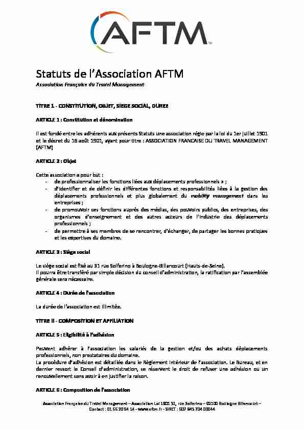 Statuts de lAssociation AFTM