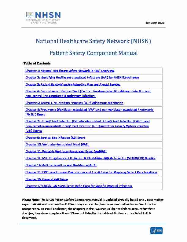 2022 NHSN Patient Safety Component Manual