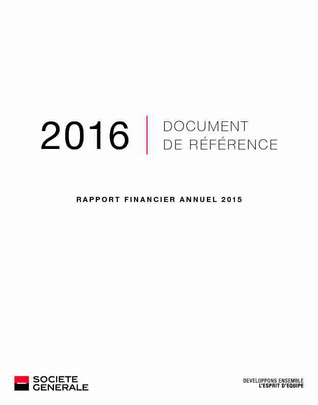 2016 DOCUMENT DE RÉFÉRENCE