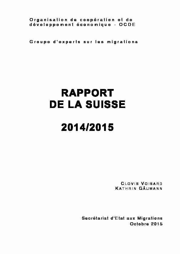OCDE - Rapport SOPEMI 2014-2015