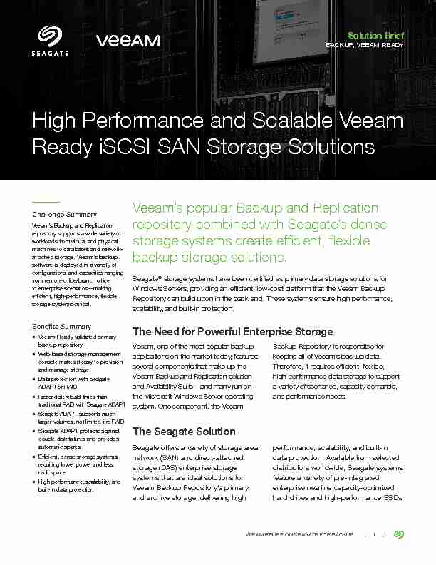 High Performance and Scalable Veeam Ready iSCSI SAN Storage
