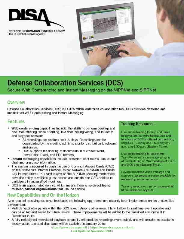Defense Collaboration Services (DCS)