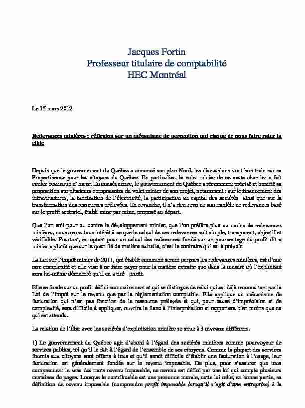 [PDF] Jacques Fortin Professeur titulaire de comptabilité HEC Montréal