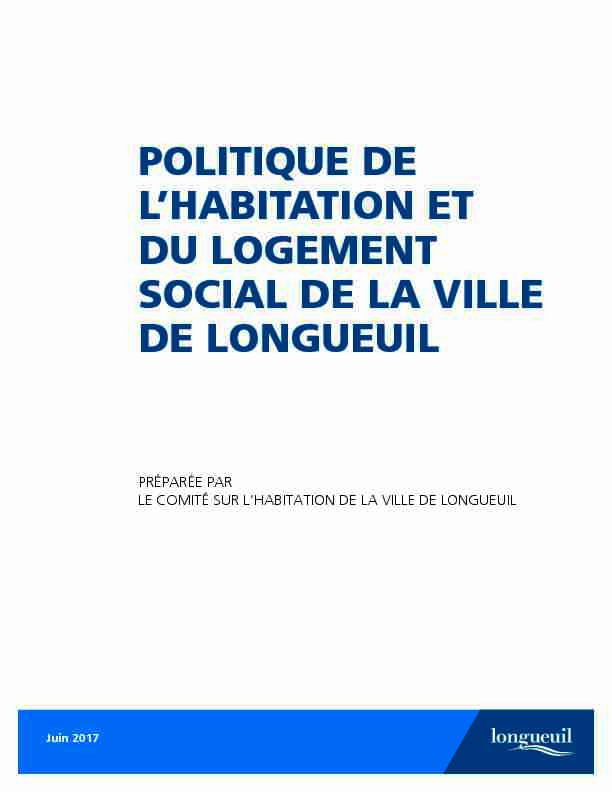 Politique de lhabitation et du logement social de la Ville de Longueuil