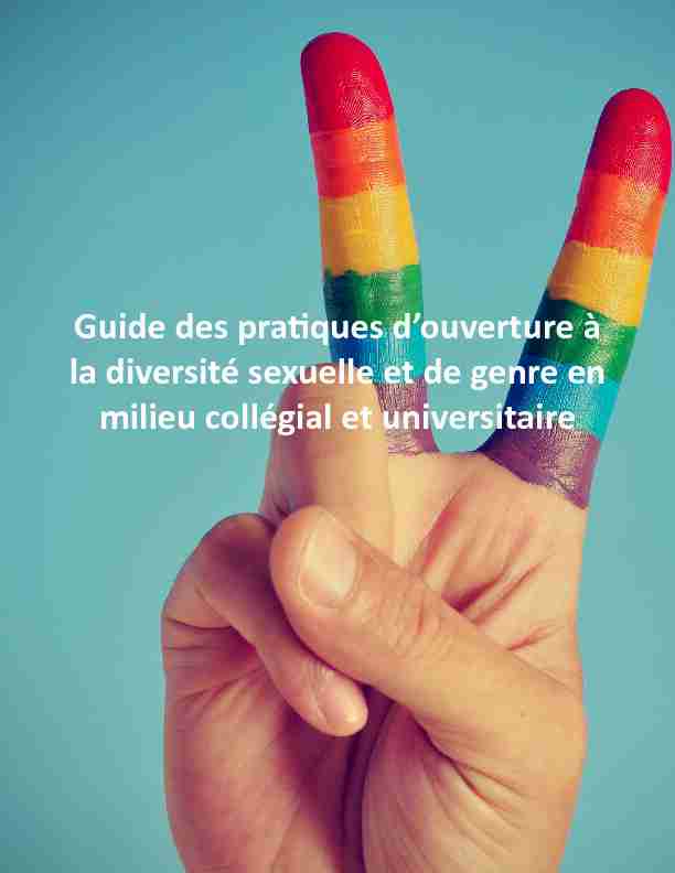 Guide des pratiques douverture à la diversité sexuelle et de genre
