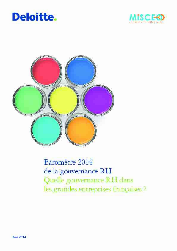 Baromètre 2014 de la gouvernance RH Quelle gouvernance RH