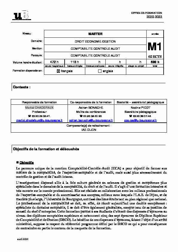 [PDF] M1-M2 Comptabilité contrôle audit - Université de Bourgogne