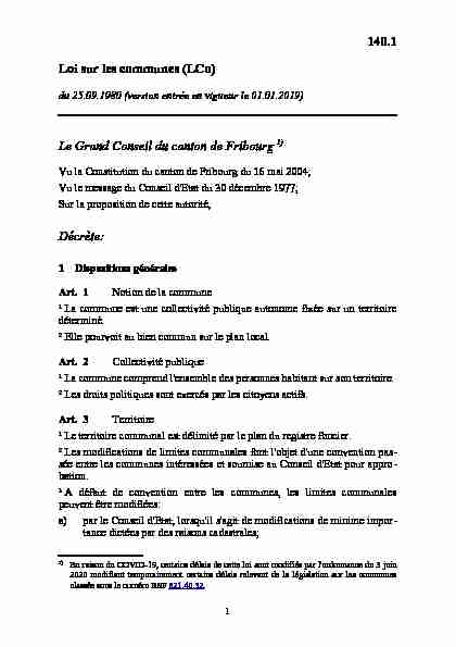140.1 - Loi sur les communes (LCo)