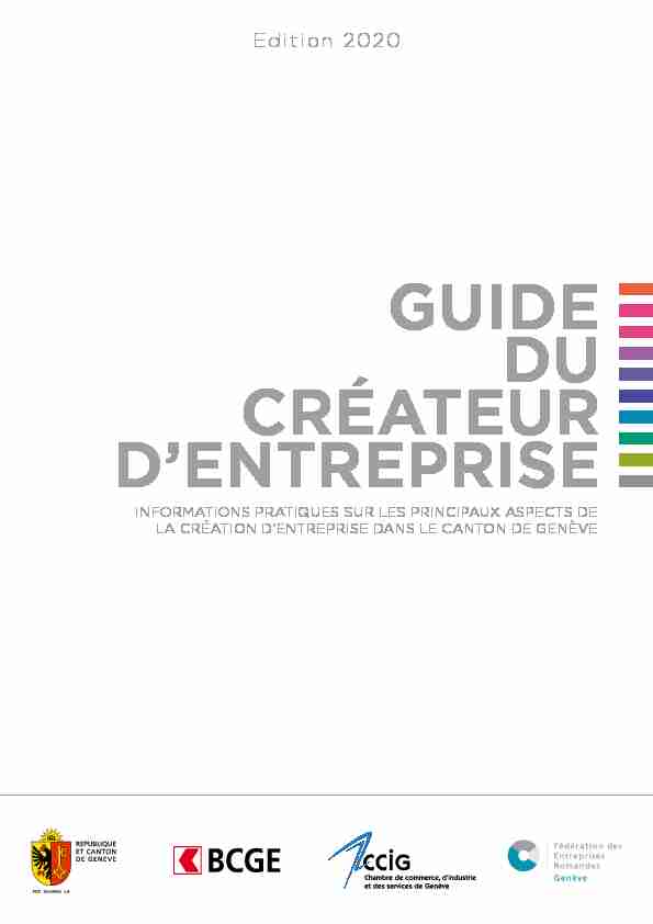 Guide du créateur dentreprise dans le canton de Genève - Edition