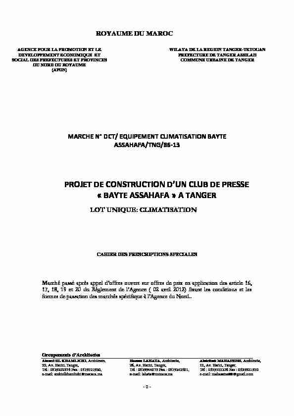 PROJET DE CONSTRUCTION DUN CLUB DE PRESSE « BAYTE
