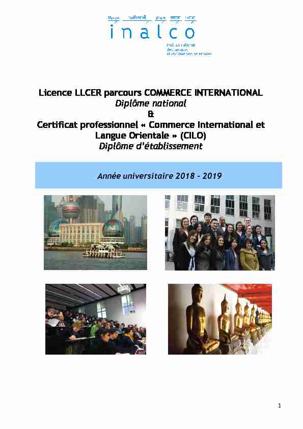 Licence LLCER parcours COMMERCE INTERNATIONAL Diplôme