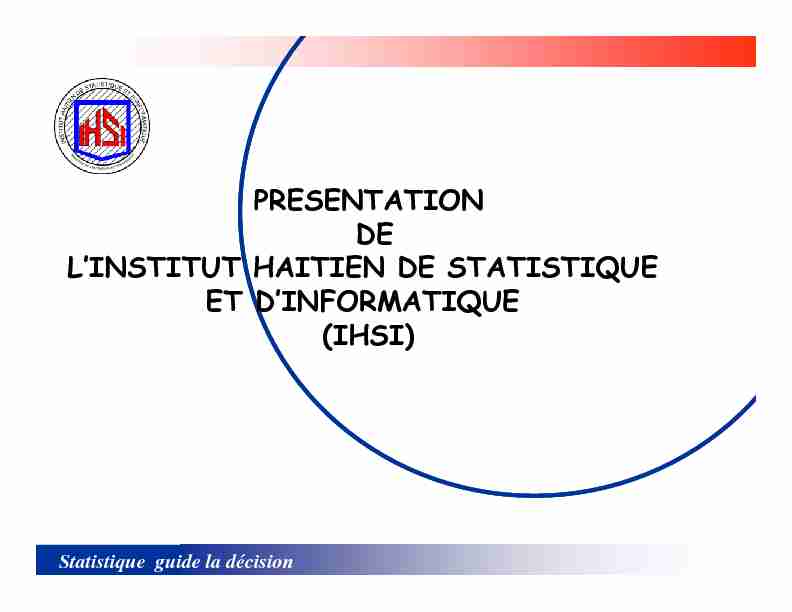 PRESENTATION DE LINSTITUT HAITIEN DE STATISTIQUE L