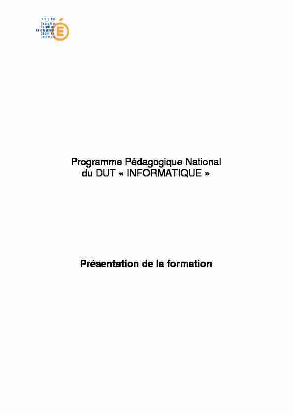 Programme Pédagogique National du DUT « INFORMATIQUE