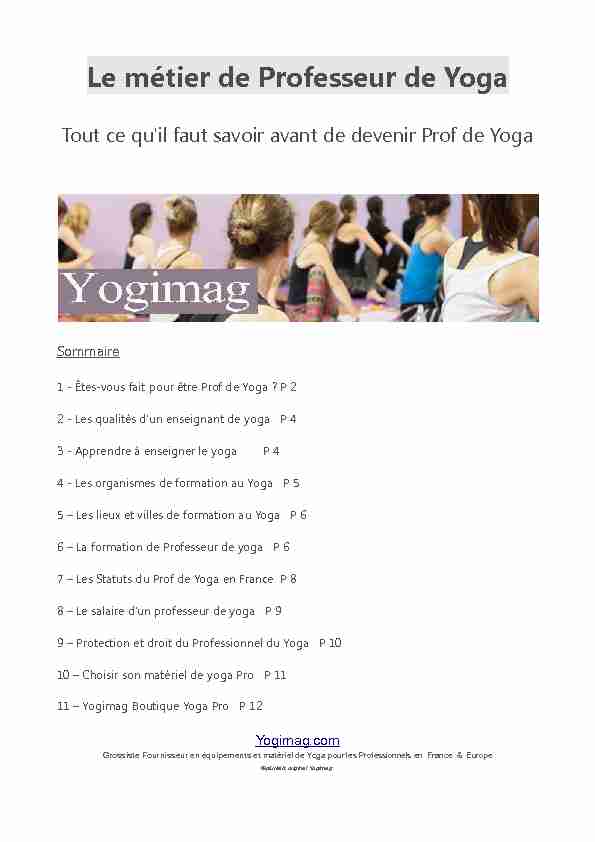 [PDF] Formation au métier de Professeur de Yoga - Yogimagcom