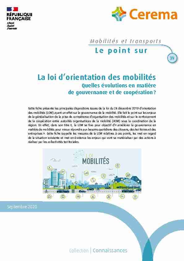 [PDF] La loi dorientation des mobilités - Quelles évolutions  - Ensemble 77