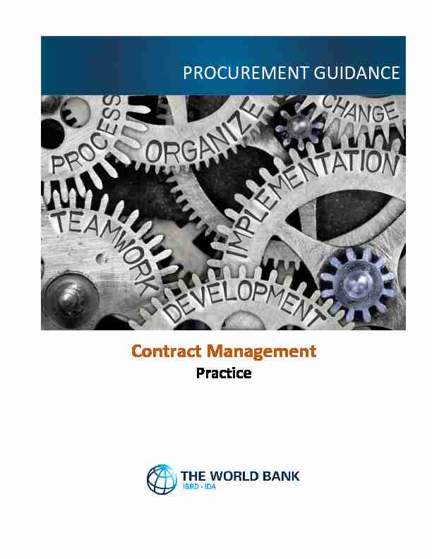 Contract Management PROCUREMENT GUIDANCE