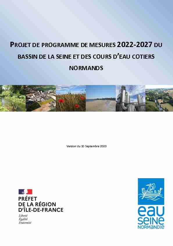 PROJET DE PROGRAMME DE MESURES 2022-2027DU BASSIN