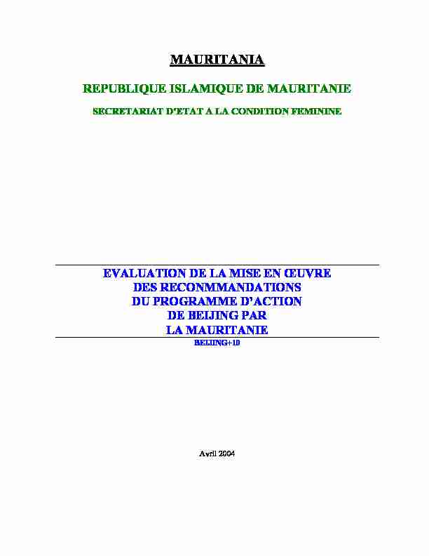 [PDF] mauritania republique islamique de mauritanie