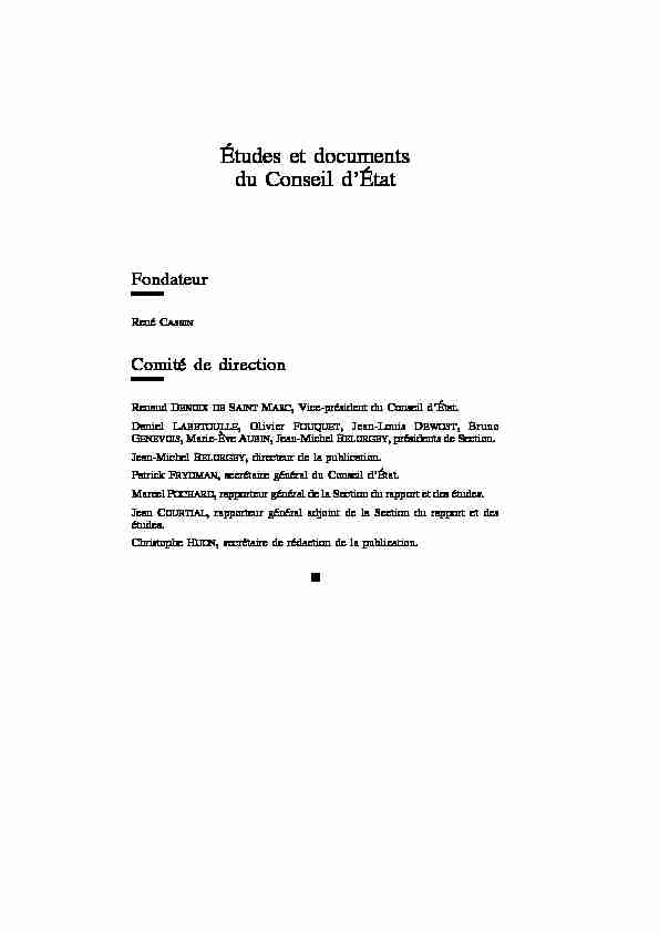Études et documents du Conseil dÉtat