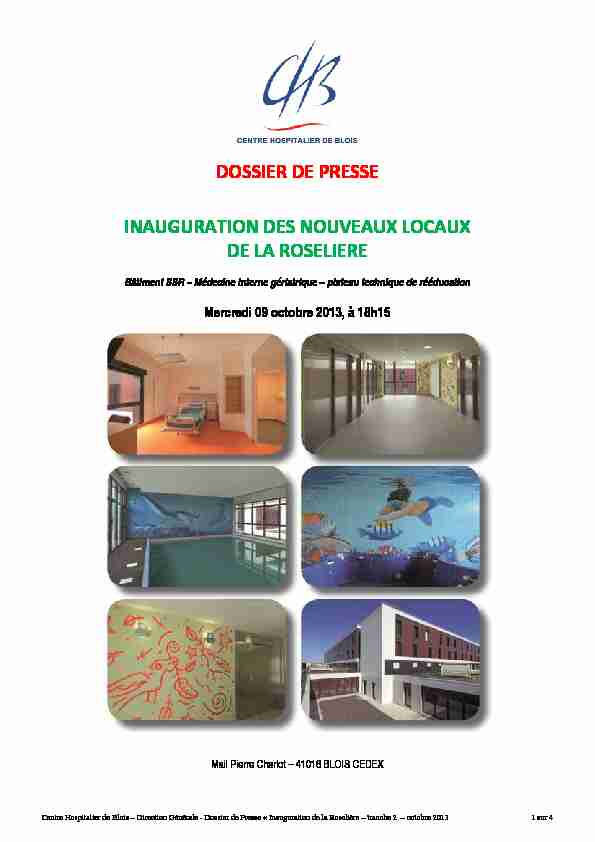 [PDF] Inauguration de La Roseliere secteur SSR rééducation - Centre