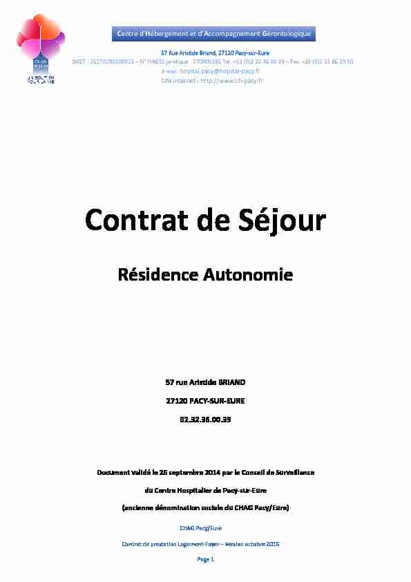 Contrat de séjour Residence Autonomie - version 5122017