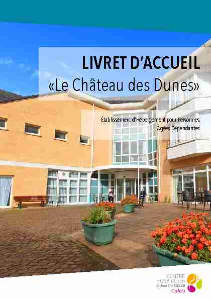 LIVRET DACCUEIL «Le Château des Dunes»