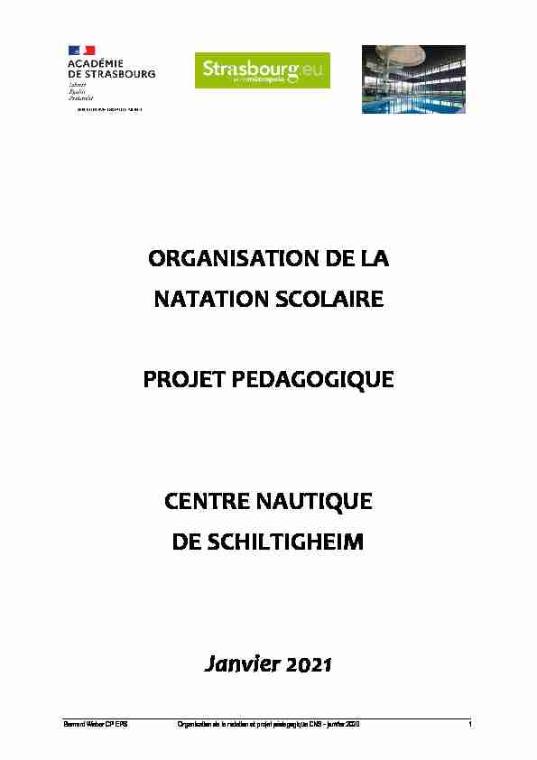 ORGANISATION DE LA NATATION SCOLAIRE PROJET