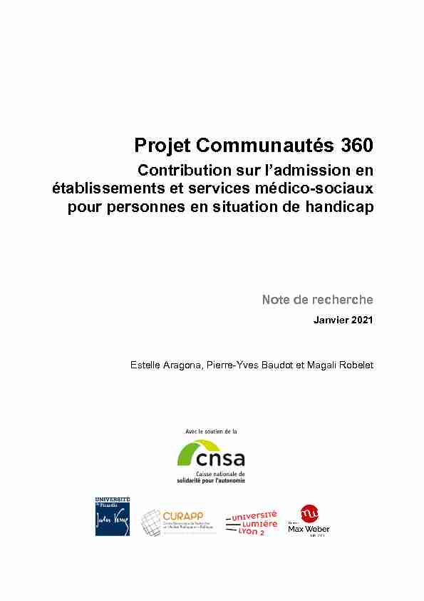 [PDF] Communauté 360 : contribution sur ladmission en établissements et